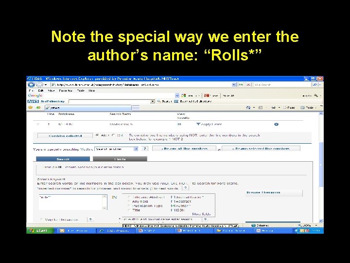 Note the special way we enter the author’s name: “Rolls*” 