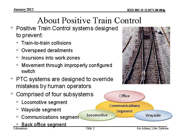 January 2012 IEEE 802 -15 -12 -0271 -00 -004 p About Positive Train Control