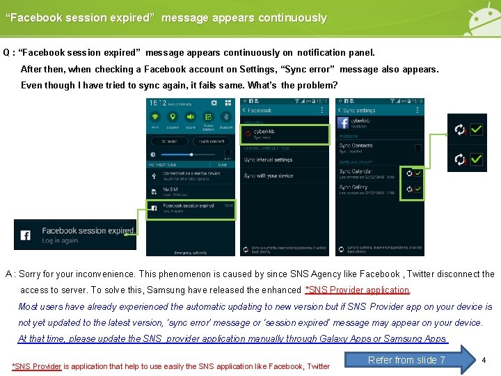 “Facebook session expired” message appears continuously Q : “Facebook session expired” message appears continuously “Facebook session expired” message appears continuously Q : “Facebook session expired” message appears continuously