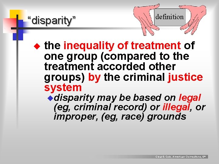 “disparity” u definition the inequality of treatment of one group (compared to the treatment