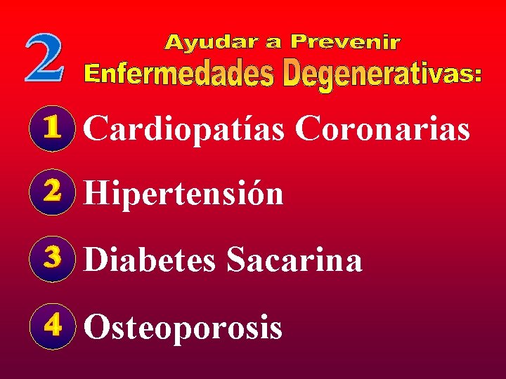 Cardiopatías Coronarias Hipertensión Diabetes Sacarina Osteoporosis 