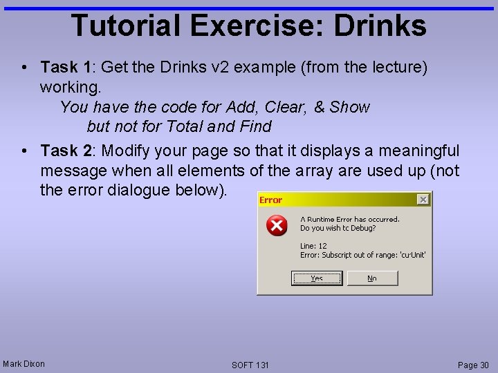 Tutorial Exercise: Drinks • Task 1: Get the Drinks v 2 example (from the