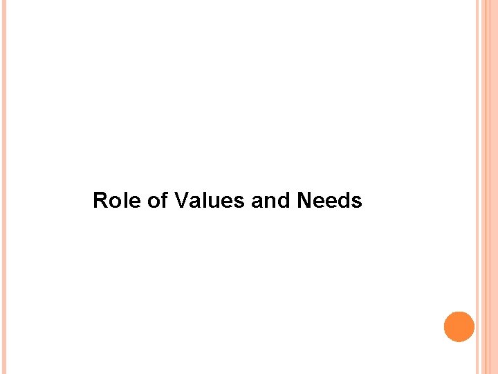 Role of Values and Needs 