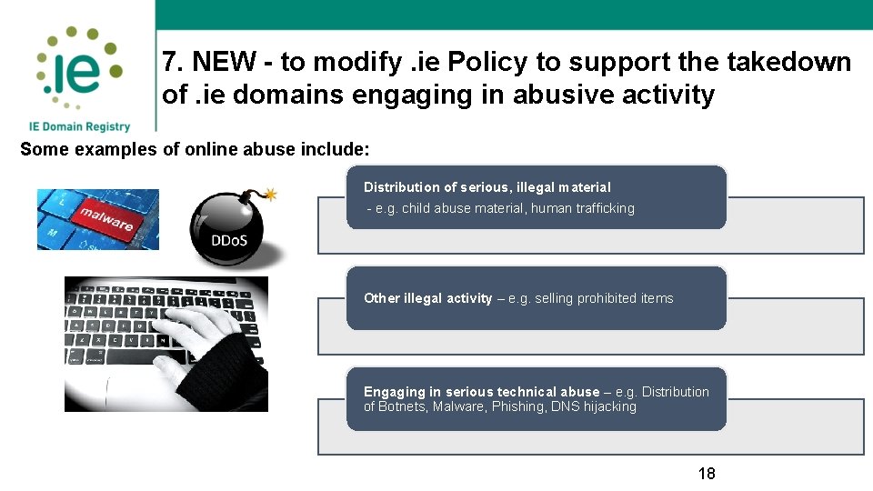 7. NEW - to modify. ie Policy to support the takedown of. ie domains