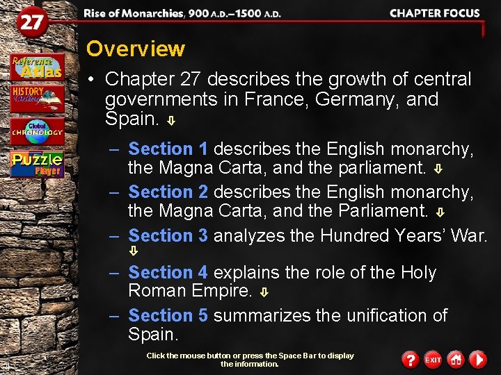 Overview • Chapter 27 describes the growth of central governments in France, Germany, and