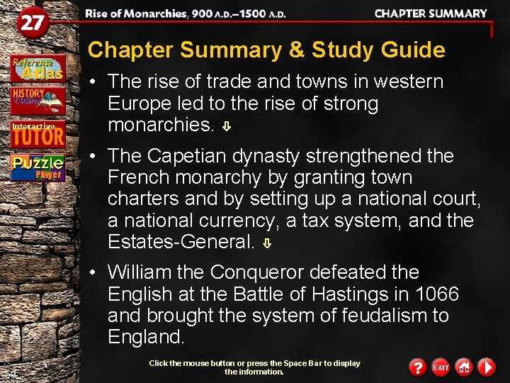 Chapter Summary & Study Guide • The rise of trade and towns in western