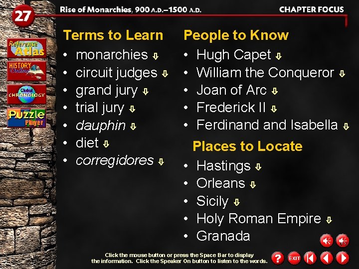 Terms to Learn • monarchies • circuit judges • grand jury • trial jury