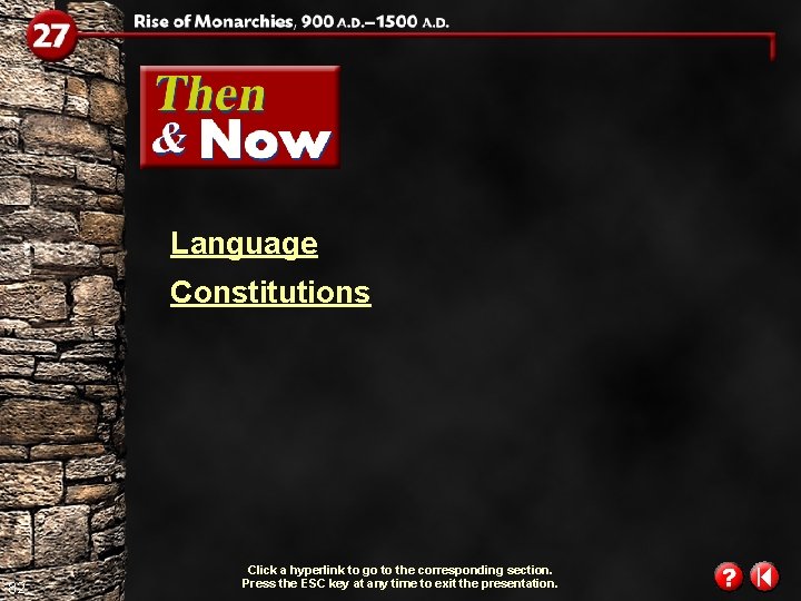 Language Constitutions 82 Click a hyperlink to go to the corresponding section. Press the