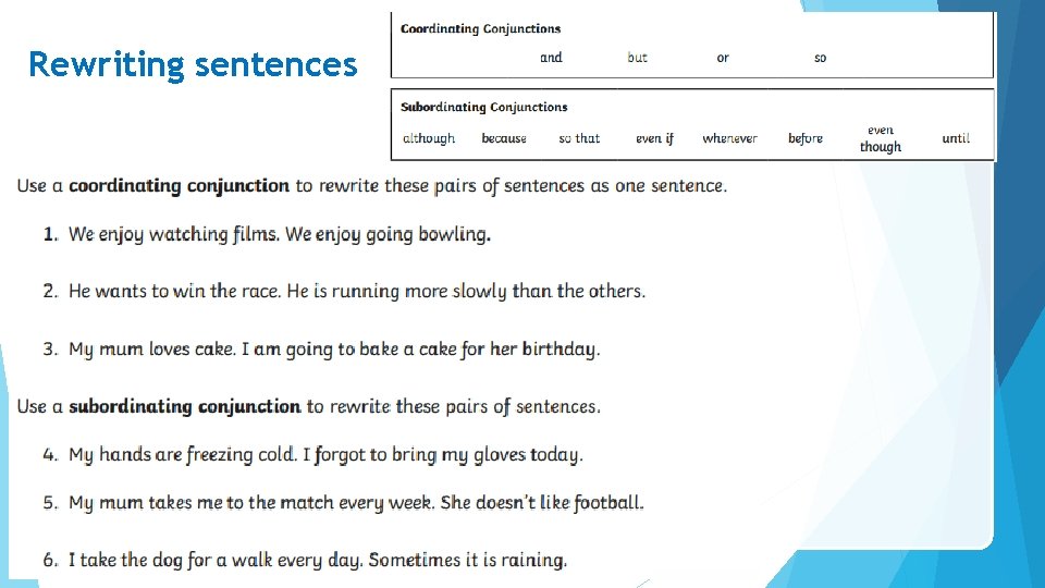 Rewriting sentences 