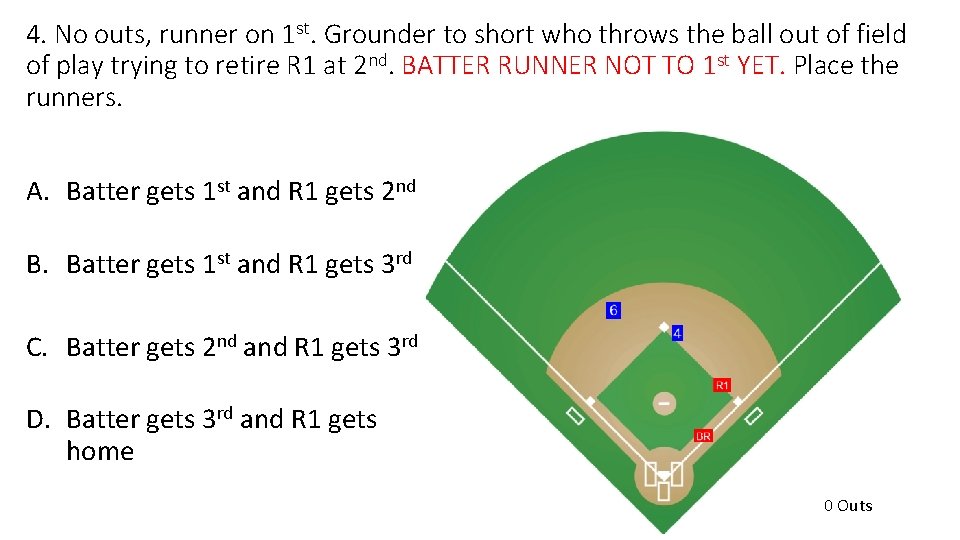 4. No outs, runner on 1 st. Grounder to short who throws the ball