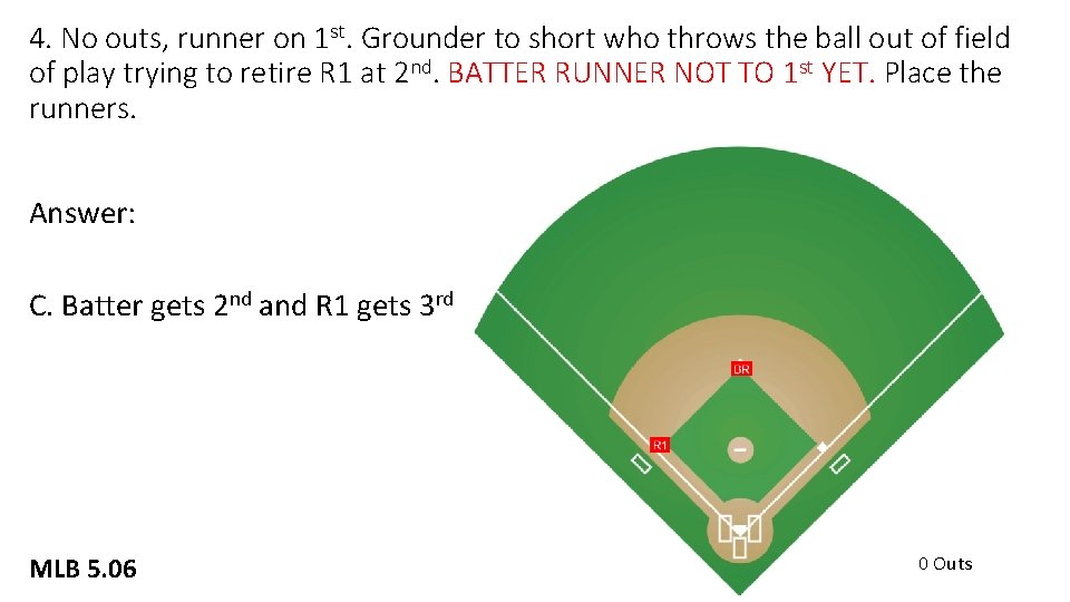 4. No outs, runner on 1 st. Grounder to short who throws the ball