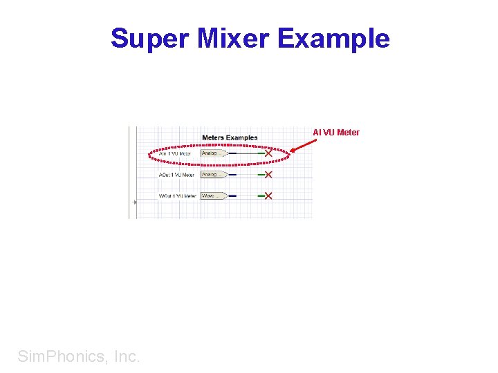 Super Mixer Example AI VU Meter Sim. Phonics, Inc. 