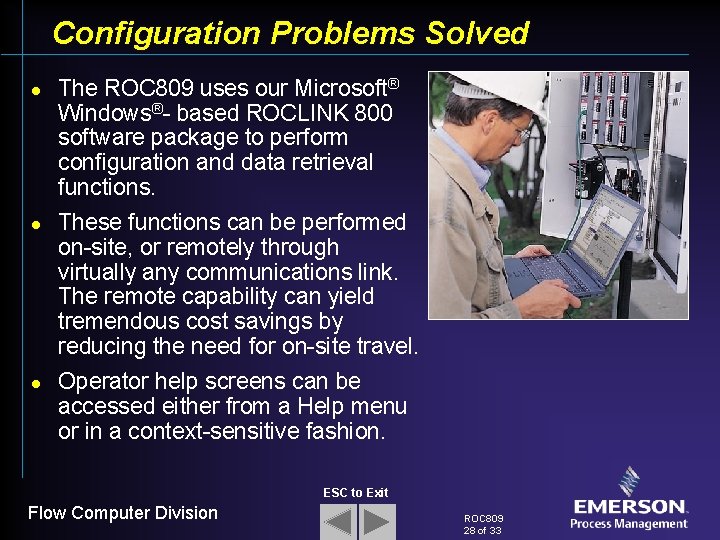 Configuration Problems Solved l l l The ROC 809 uses our Microsoft® Windows®- based
