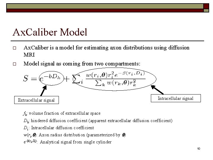 Ax. Caliber Model Ax. Caliber is a model for estimating axon distributions using diffusion