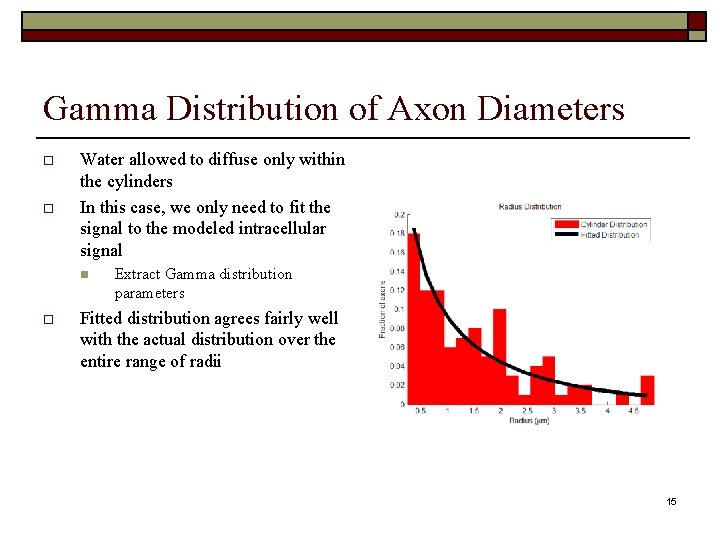 Gamma Distribution of Axon Diameters Water allowed to diffuse only within the cylinders In
