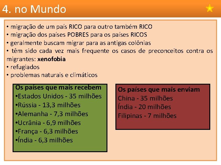 4. no Mundo • migração de um país RICO para outro também RICO •