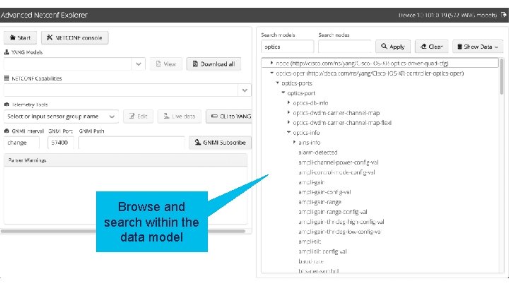 Browse and search within the data model © 2020 Cisco and/or its affiliates. All