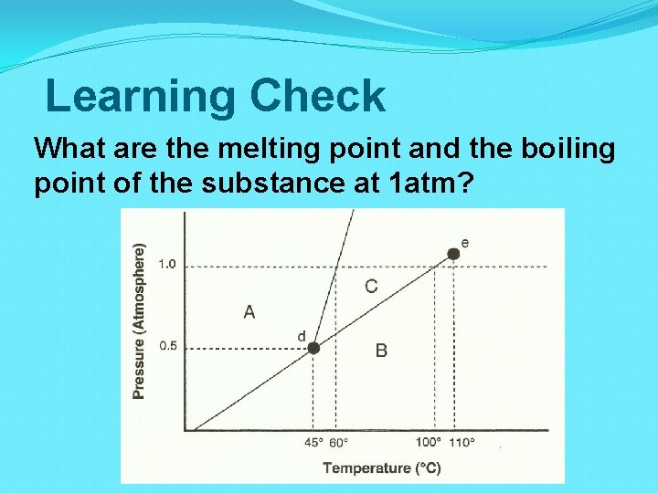 Learning Check What are the melting point and the boiling point of the substance