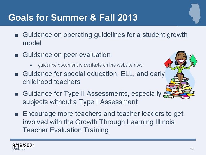 Goals for Summer & Fall 2013 n Guidance on operating guidelines for a student