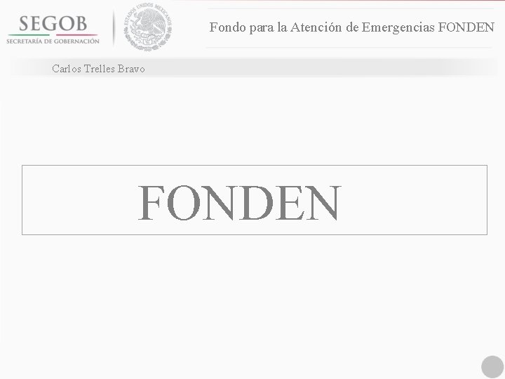 Fondo para la Atención de Emergencias FONDEN Carlos Trelles Bravo FONDEN 