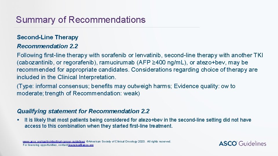 Systemic Therapy for Advanced Hepatocellular Carcinoma ASCO Guideline