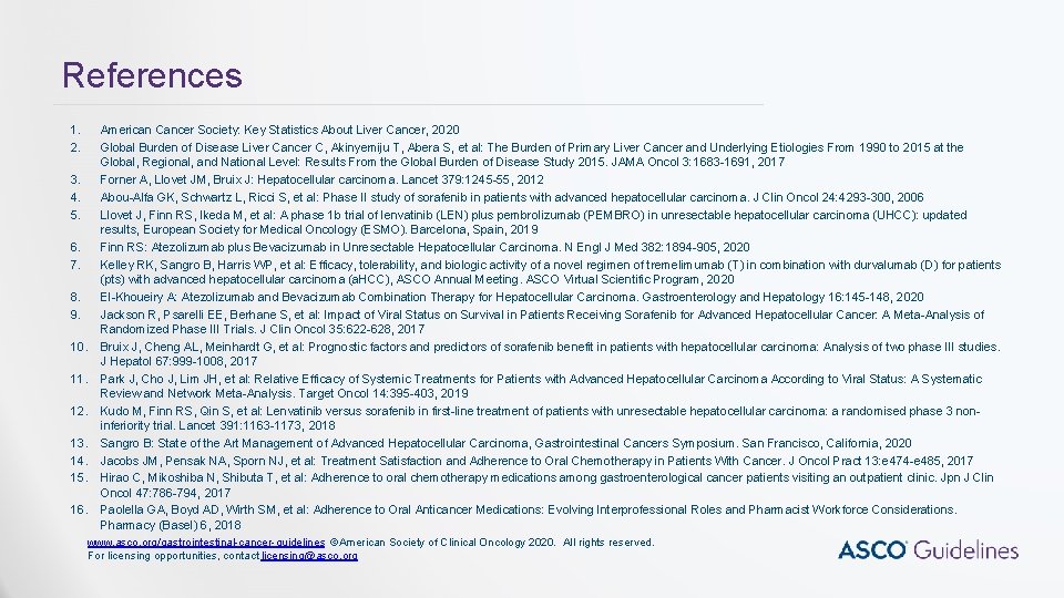 Systemic Therapy for Advanced Hepatocellular Carcinoma ASCO Guideline