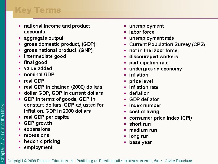 Chapter 2: A Tour of the Book Key Terms § national income and product