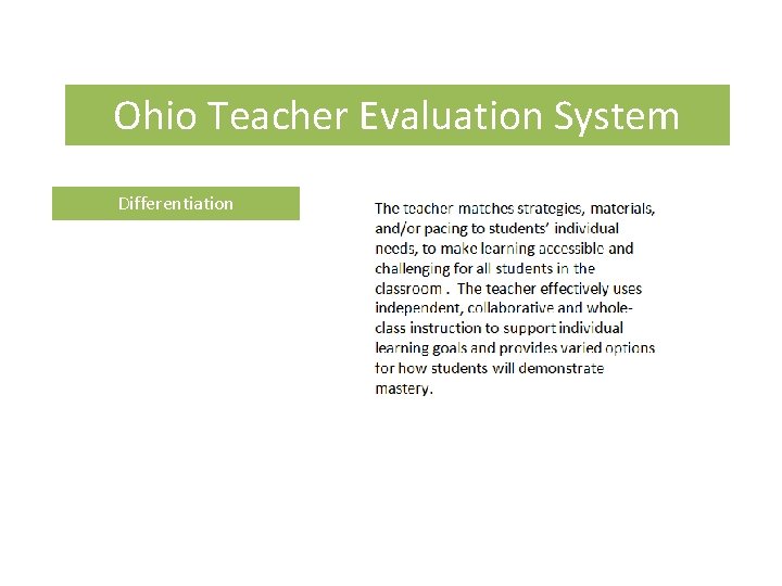 Ohio Teacher Evaluation System Differentiation 