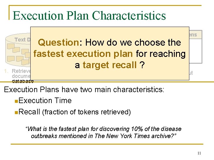 Execution Plan Characteristics Output Tokens Text Database 1. Question: How do we choose the…