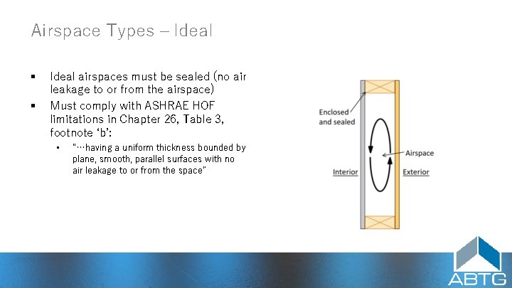 Airspace Types – Ideal § § Ideal airspaces must be sealed (no air leakage