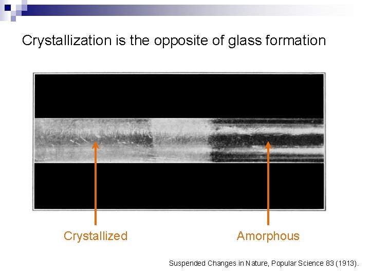 Crystallization is the opposite of glass formation Crystallized Amorphous Suspended Changes in Nature, Popular