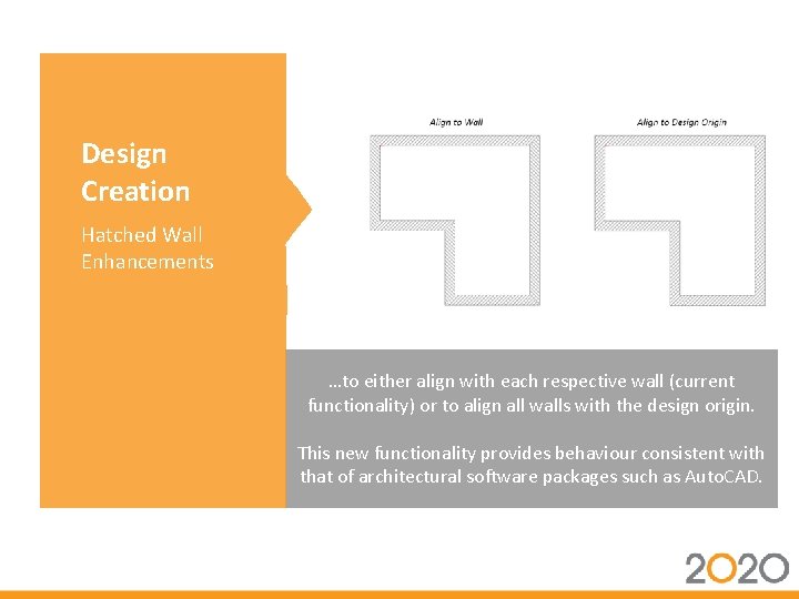 Design Creation Hatched Wall Enhancements …to either align with each respective wall (current functionality)