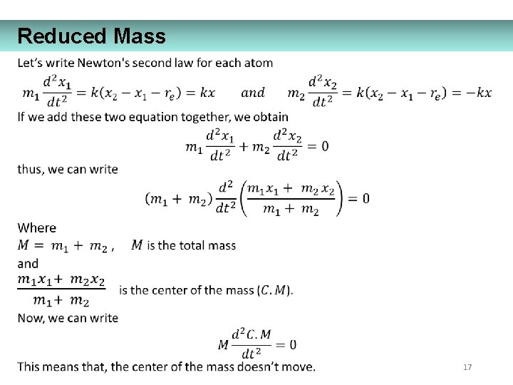 Reduced Mass 17 