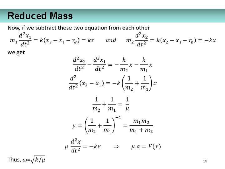 Reduced Mass 18 