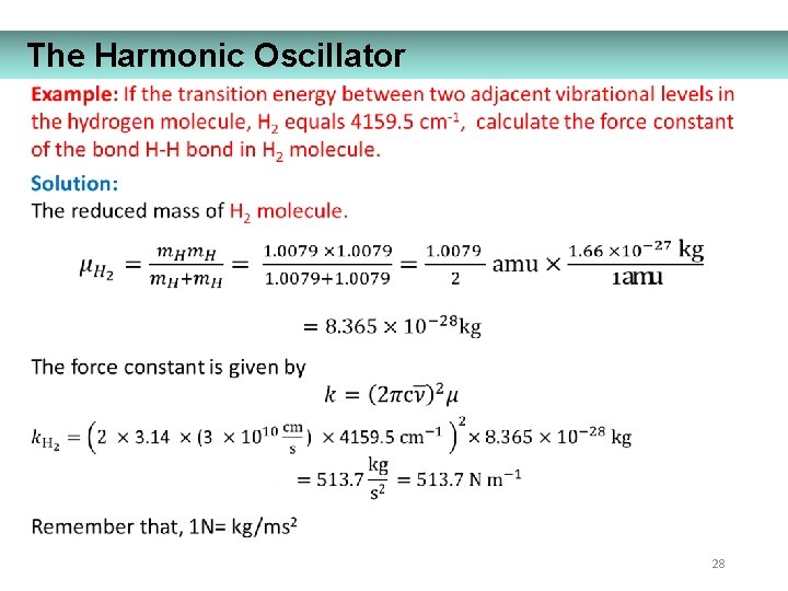 The Harmonic Oscillator 28 
