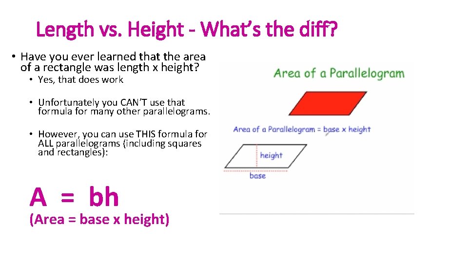 Area of Parallelograms Triangles Grade 7 Math Background