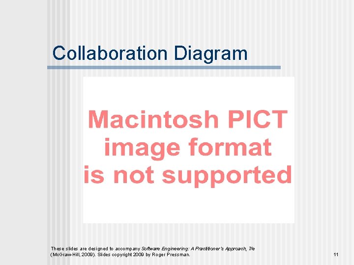 Collaboration Diagram These slides are designed to accompany Software Engineering: A Practitioner’s Approach, 7/e