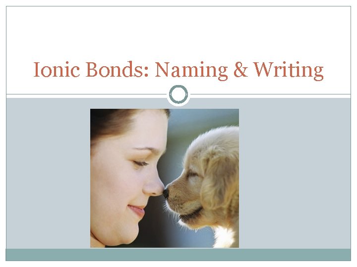 Ionic Bonds: Naming & Writing 