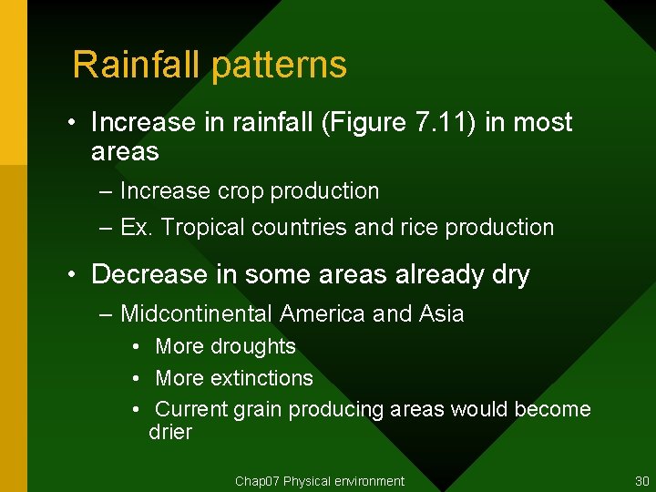 Rainfall patterns • Increase in rainfall (Figure 7. 11) in most areas – Increase