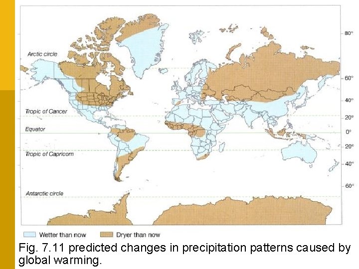 Fig. 7. 11 predicted changes in precipitation patterns caused by global warming. Chap 07