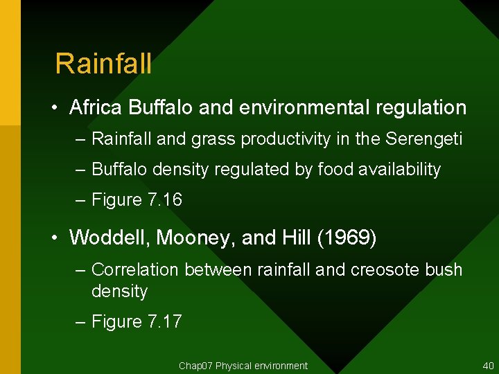 Rainfall • Africa Buffalo and environmental regulation – Rainfall and grass productivity in the