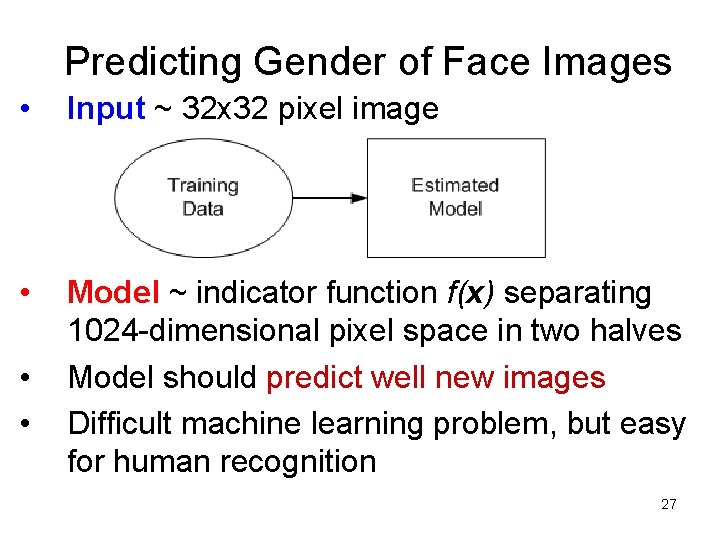 Predicting Gender of Face Images • Input ~ 32 x 32 pixel image • Predicting Gender of Face Images • Input ~ 32 x 32 pixel image •