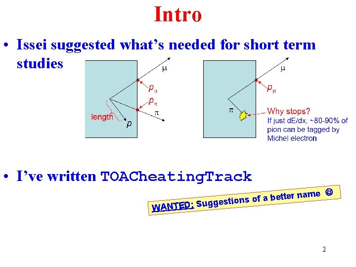 Intro • Issei suggested what’s needed for short term studies • I’ve written TOACheating. Intro • Issei suggested what’s needed for short term studies • I’ve written TOACheating.
