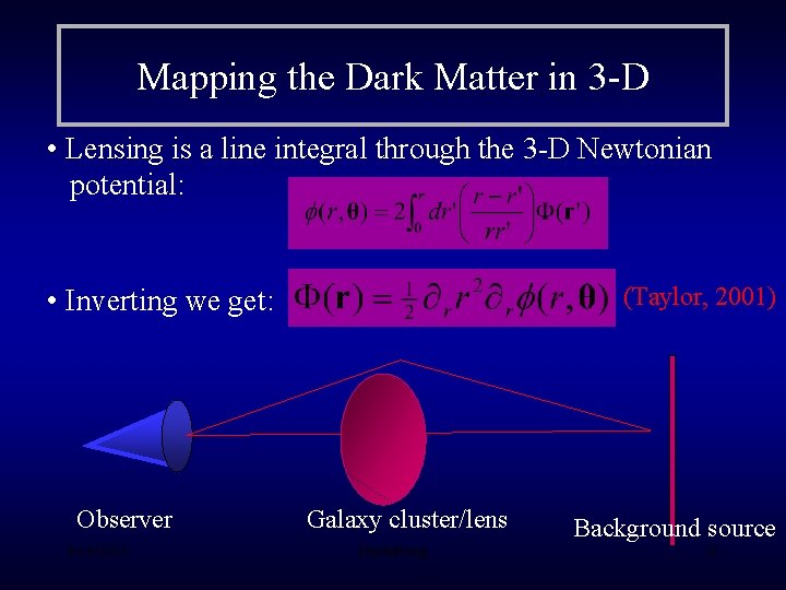 Mapping the Dark Matter in 3 -D • Lensing is a line integral through