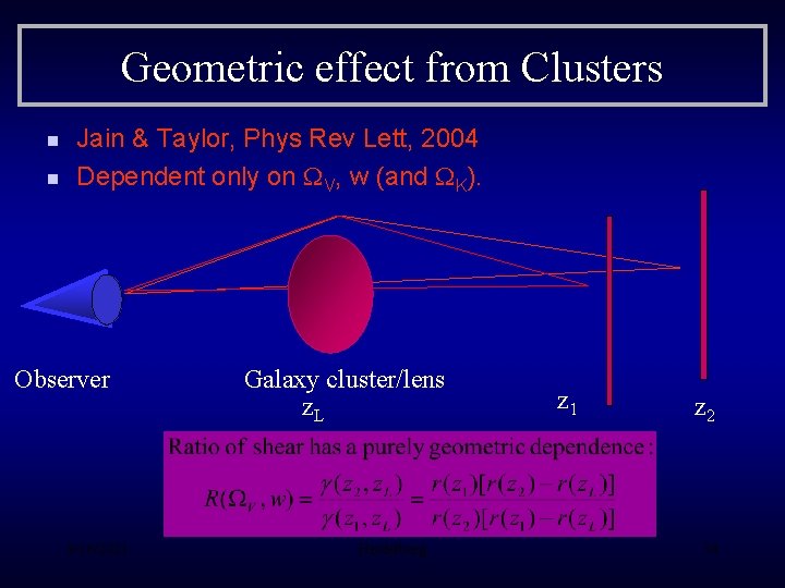 Geometric effect from Clusters n n Jain & Taylor, Phys Rev Lett, 2004 Dependent