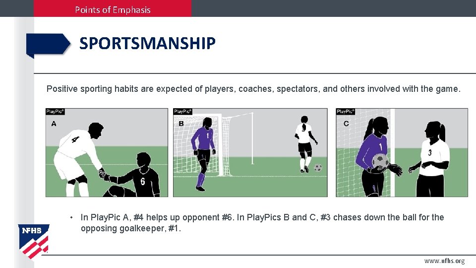 Points of Emphasis SPORTSMANSHIP Positive sporting habits are expected of players, coaches, spectators, and