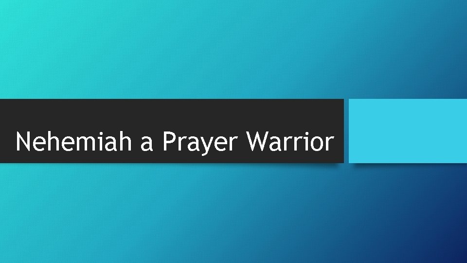 Nehemiah a Prayer Warrior 