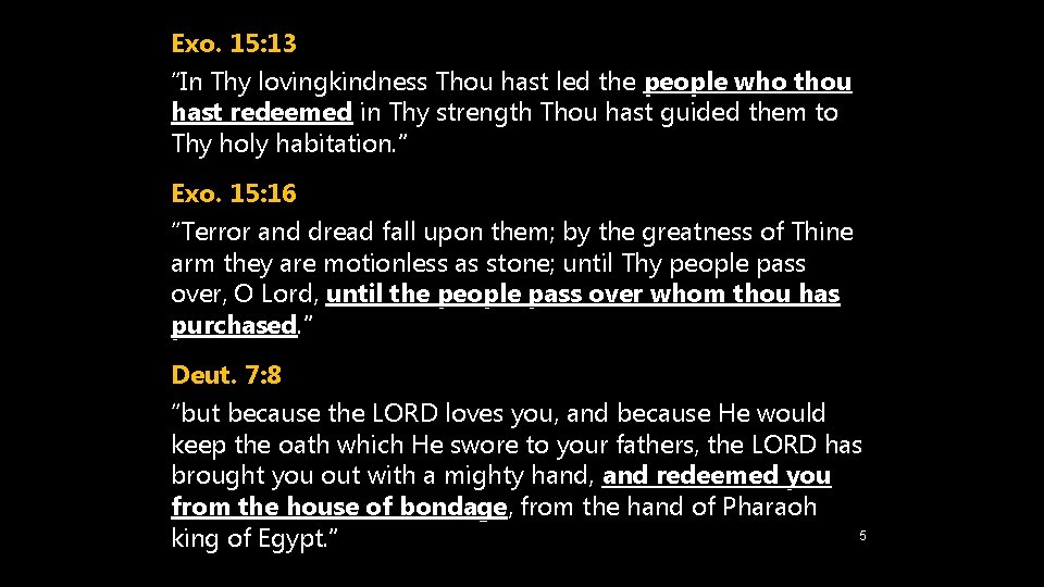 Exo. 15: 13 “In Thy lovingkindness Thou hast led the people who thou hast