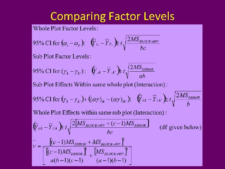 Comparing Factor Levels 