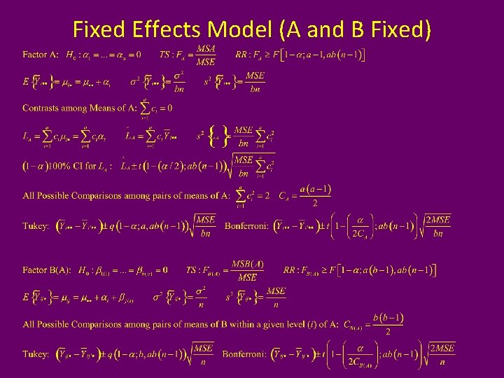 Fixed Effects Model (A and B Fixed) 